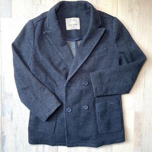Zara Kids Navy Blue Houndstooth Sport Coat Blazer Size 6 Double Breasted Jacket